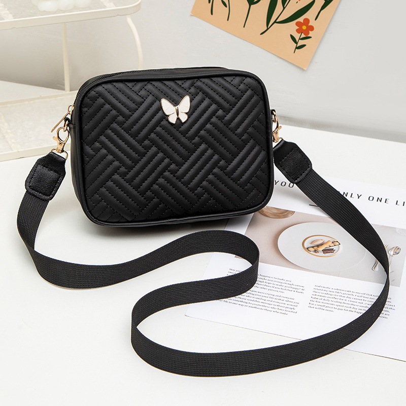 Classic camera bag with texture 2025, fashionable single-shoulder bag with embroidered patterns, butterfly crossbody bag