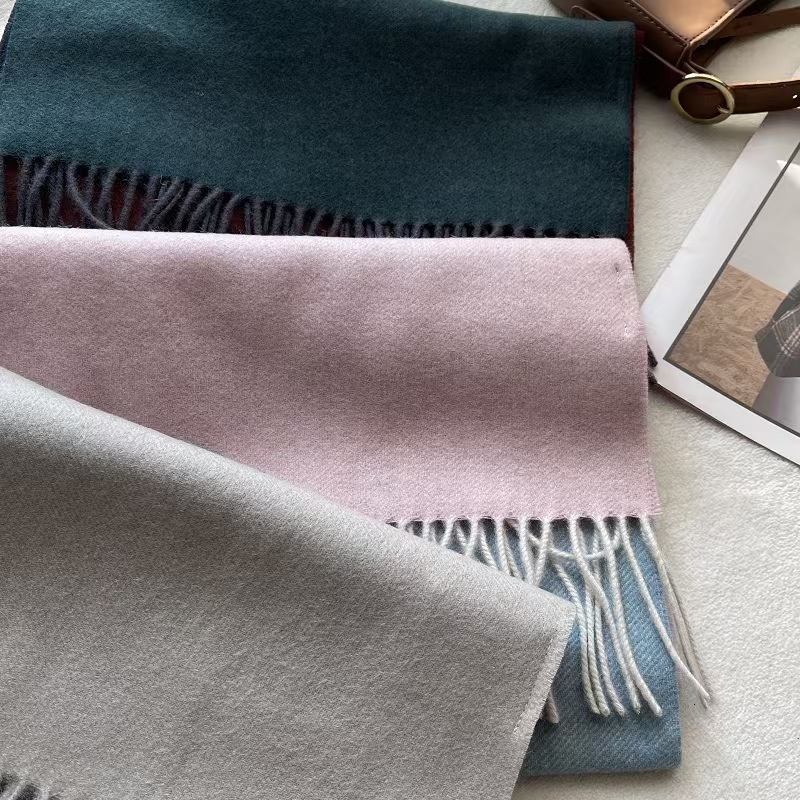 T625 Gradient Color Cashmere Scarf Women Winter Warm Color Matching Double-sided Wool Neck Scarf Men