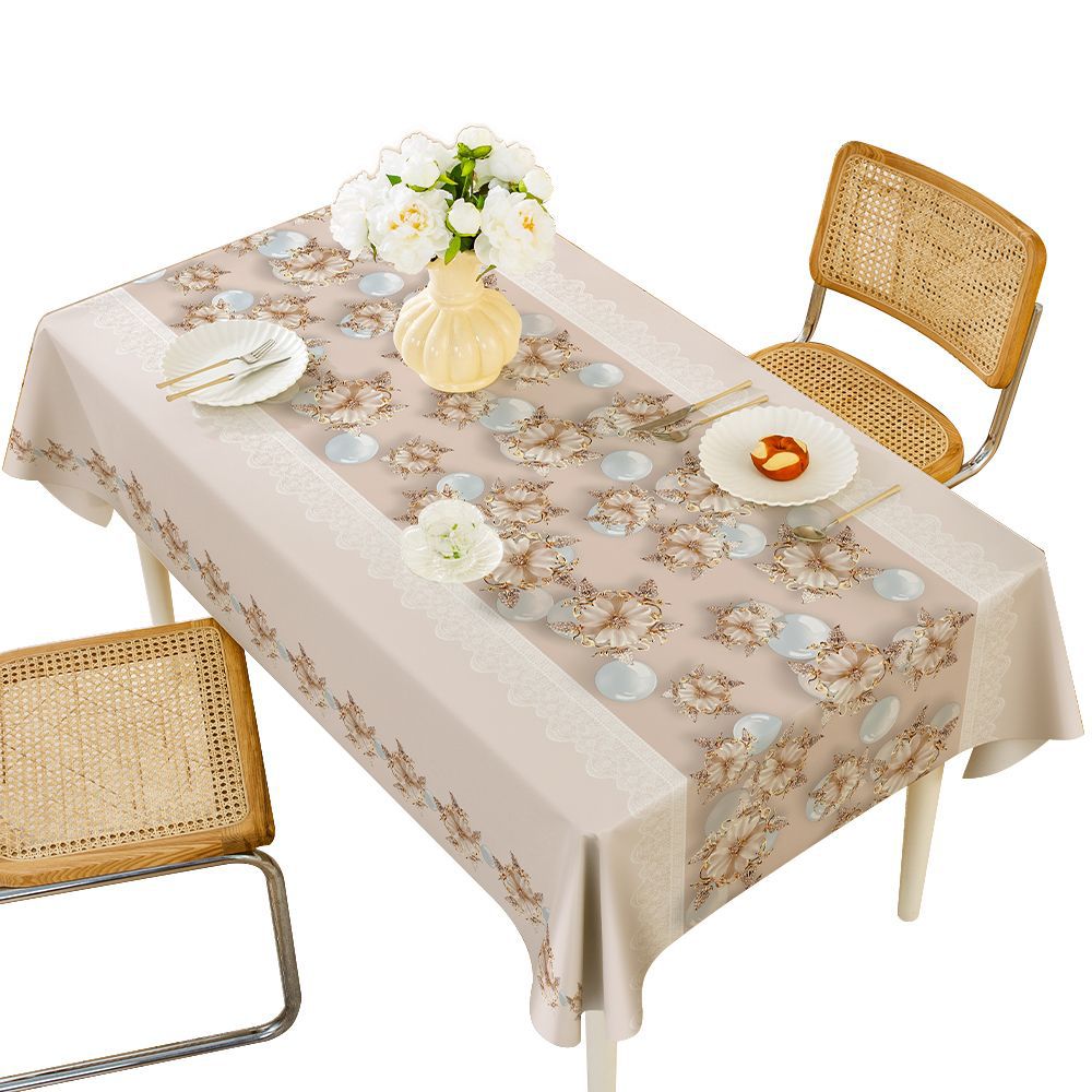 A868 Manufacturer Light Luxury ins Style Three-Dimensional Leather Tablecloth Disposable PVC Rectangular Net Red New Chinese Style Tea Table Tableclot