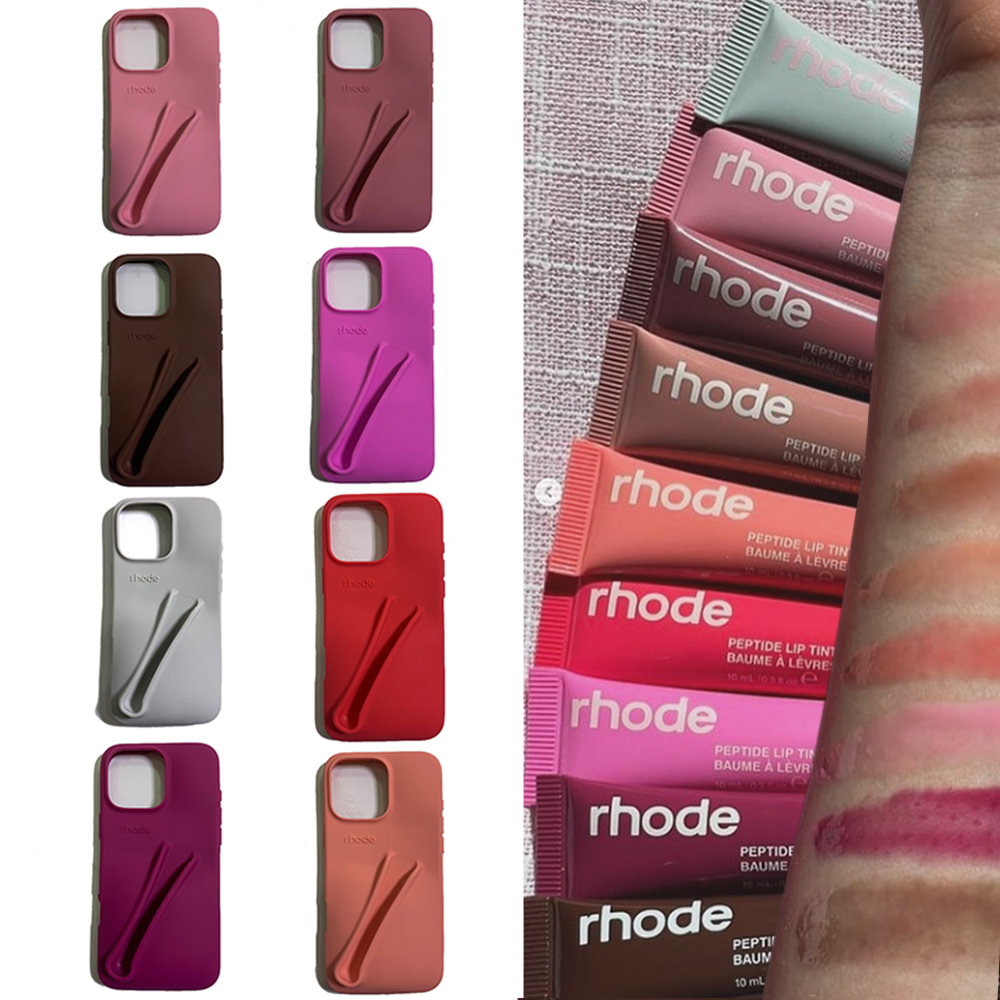 RHODE phone case With Box lip gloss Lipstick Case iphone 16 pro max cases Lipstick Lip Balm 3D Make-Up Silicone Case for iPhone 15 14 13 12 11 Holder 