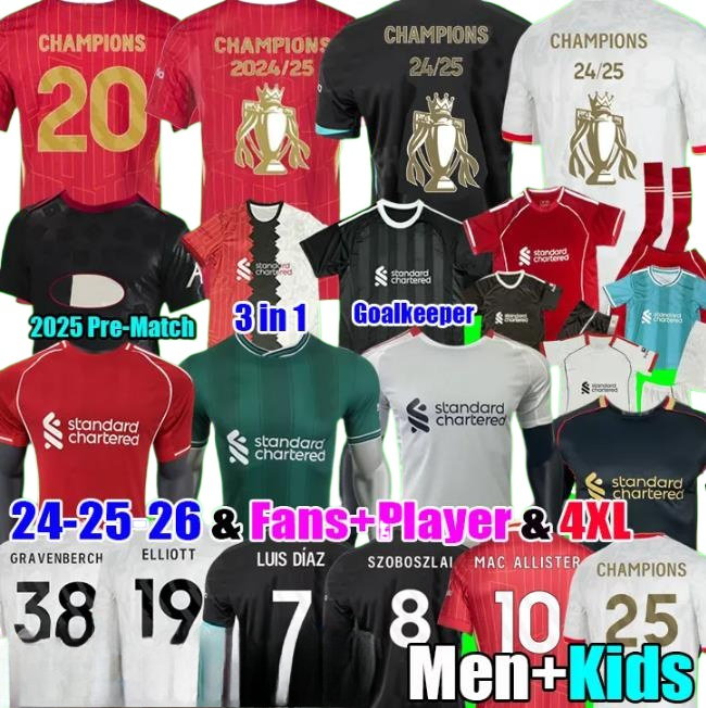 S-4XL 24 25 26 Szoboszlai soccer jerseys jersey 2024 2025 2026 goalkeeper dark gray Darwin Robertson Salah football shirts Adult kids wiht socks uniform