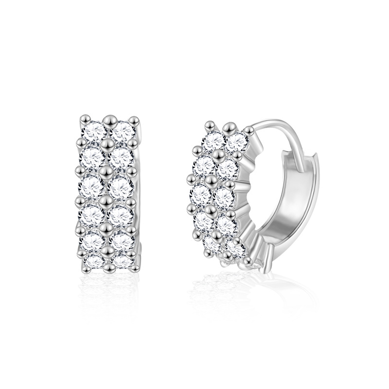 Elegant Double Row Moissanite Earrings - 925 Sterling Silver, Dazzling Sparkle, Hypoallergenic, Perfect Gift for Her