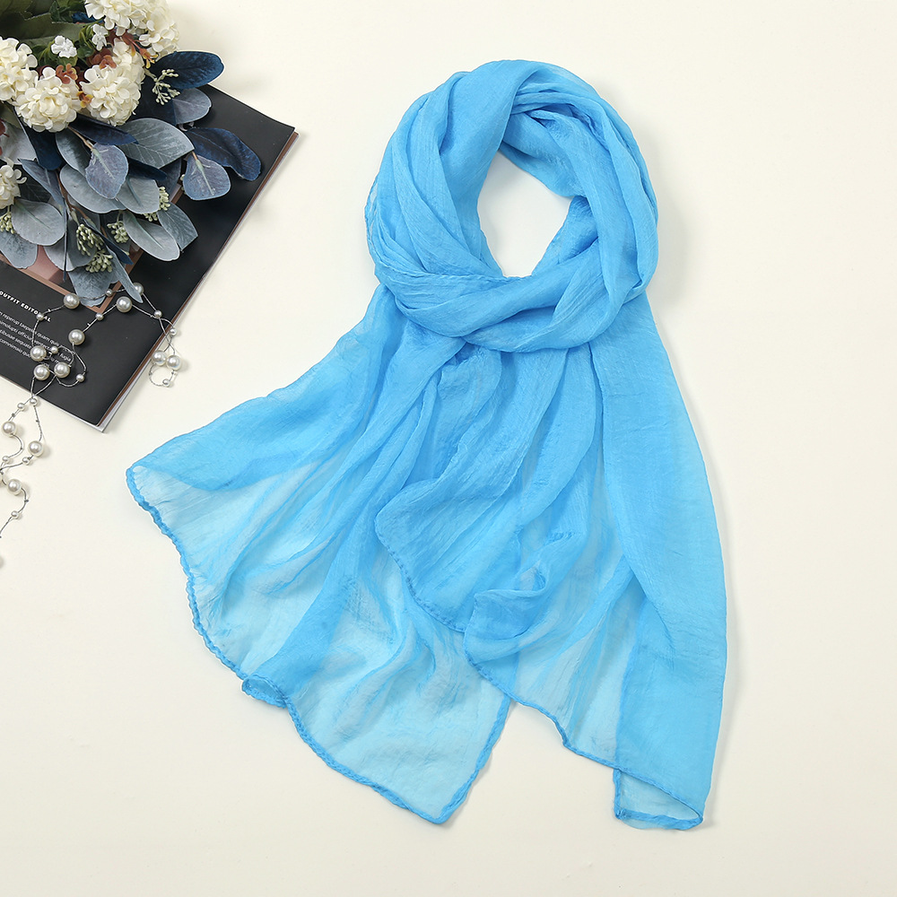 K617 New pure color chiffon silk scarf four seasons candy color gauze scarf factory wholesale travel sunscreen silk scarf Yiwu spot