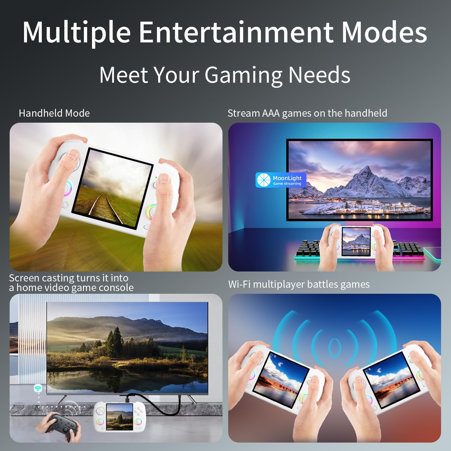 RG CubeXX Handheld Game Console with RGB Joystick Lighting, 3.95 Inch IPS Screen Linux System 3800mAh Battery, Built in 64G with 5421 Games, Supports 