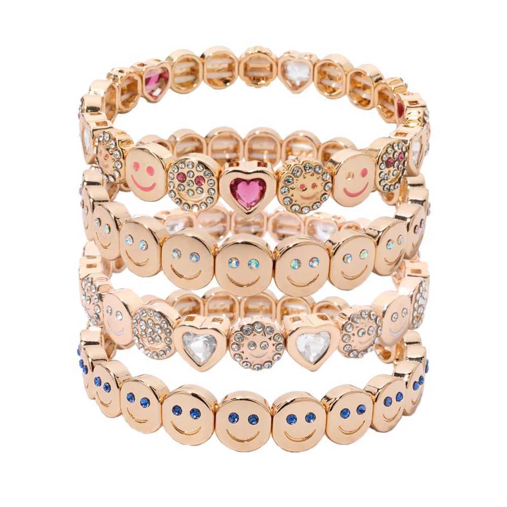2024 New Gold Happy Love Bangle For Wen Zirconia Charm Beaded Elastic Bracelets X2505041