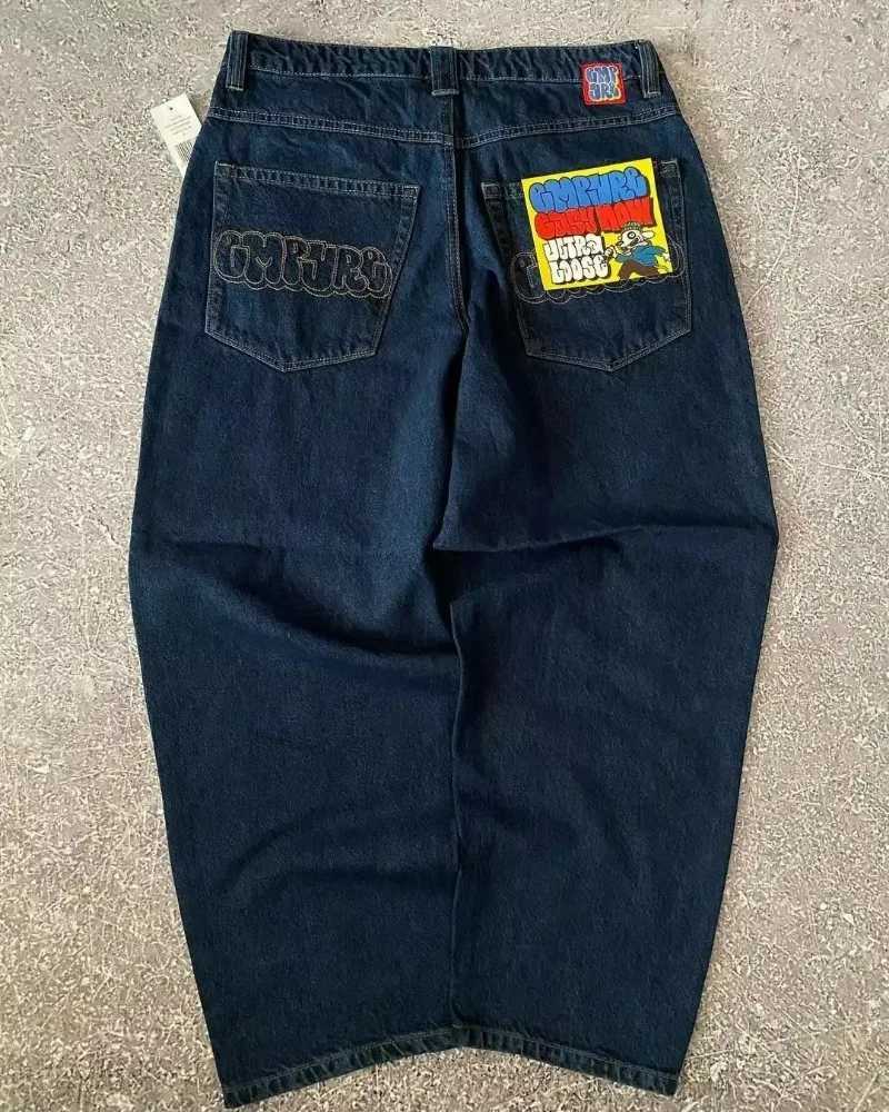 Black jeans Y2K retro jeans wide leg mens retro fashion pants hip-hop strt clothing Y2K American strt casual jeans X2505041