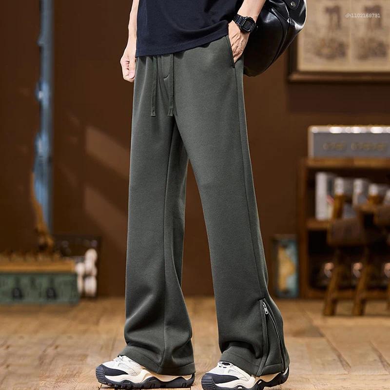 Men's Pants Trendy Street Fashion Streetwear Micro Flared Casual Stretch Knitted Sweatpants