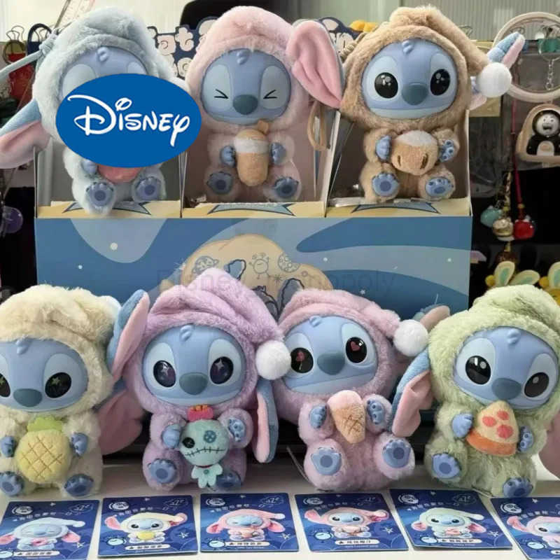 Disney In Stock Disney Stitch Eat Something Before Sleep Series Blind Box Toy Doll Anime Figure Stitch Doll Ornaments Surprise Toy Gift Z250504
