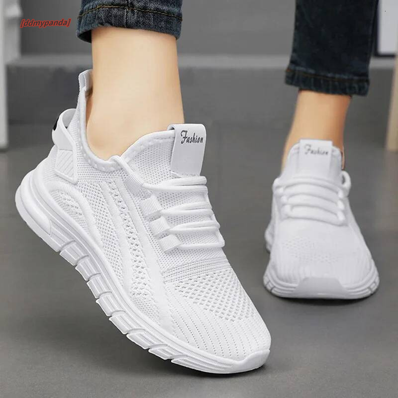 2025 Breathable White Sneakers for Women Soft Sole Lace Up Casual Sports Woman Comfortable Mesh Walking Shoes Female ddmypanda