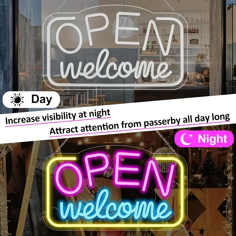 Open Door Sign Neon Light, suitable for bars, cafes, hotels and stores - Multifunctional wall, window and door decoration, ideal for clubs, bistros, p