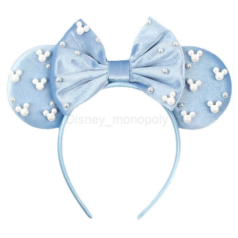 Disney Pearl Mickey Hair Hoop Childrens Decorative Fleece Mickey Disney Headwear Amusement Park Womens Decorative Hair Hoop Bow Z250504