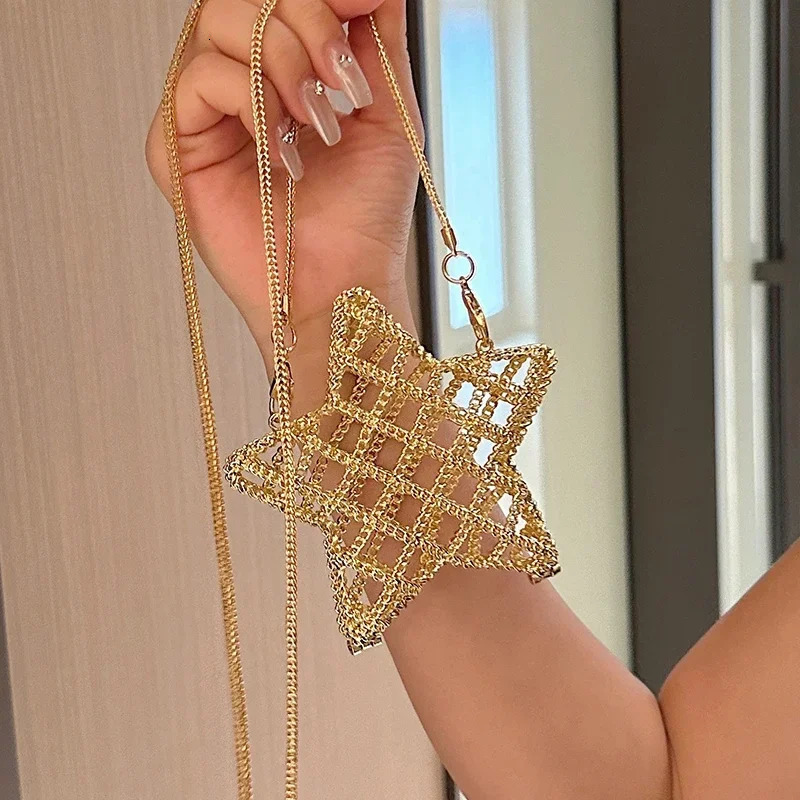Fashion Metal Mouth Red Bag for Women High Quality Gold Shoulder Bags Hollow Out Crossbody Bag Cute Dinner Bag Handbags 250429