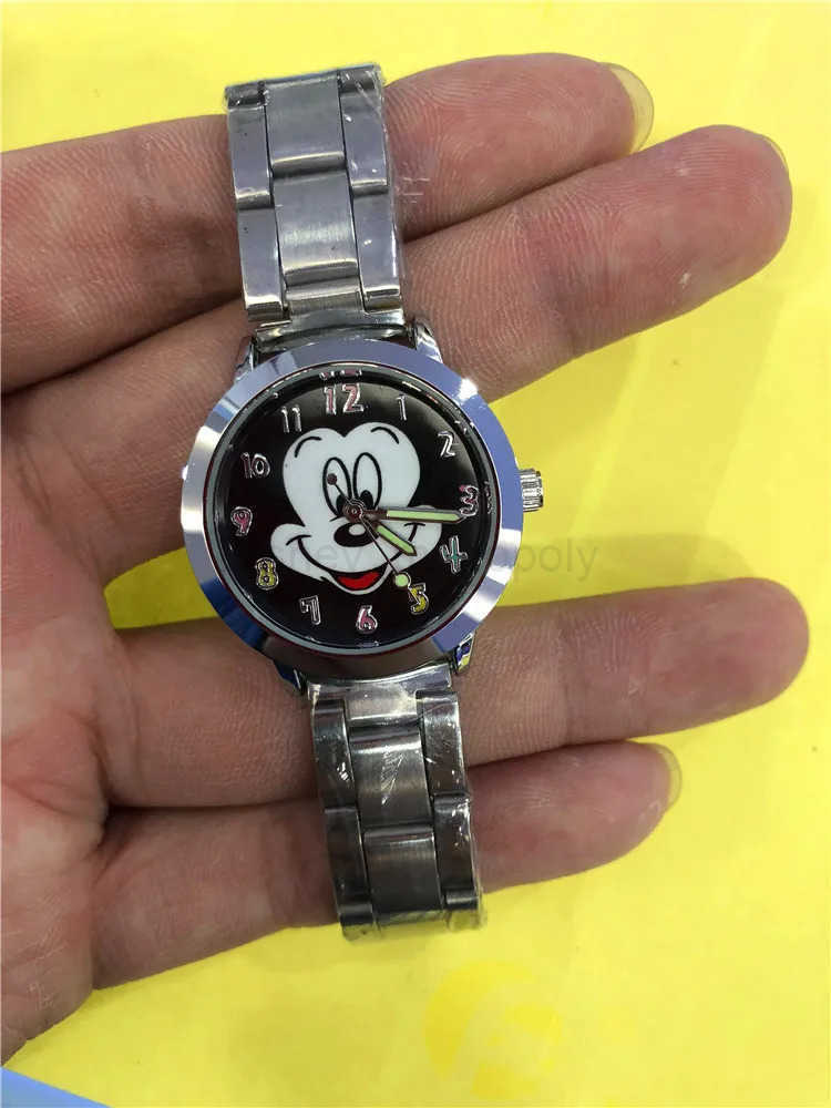 Disney Mickey Minnie childrens Watch Cartoon Anime Character Mickey Mouse Pointer Luminous Steel Band Quartz Watch kids gifts Z250504