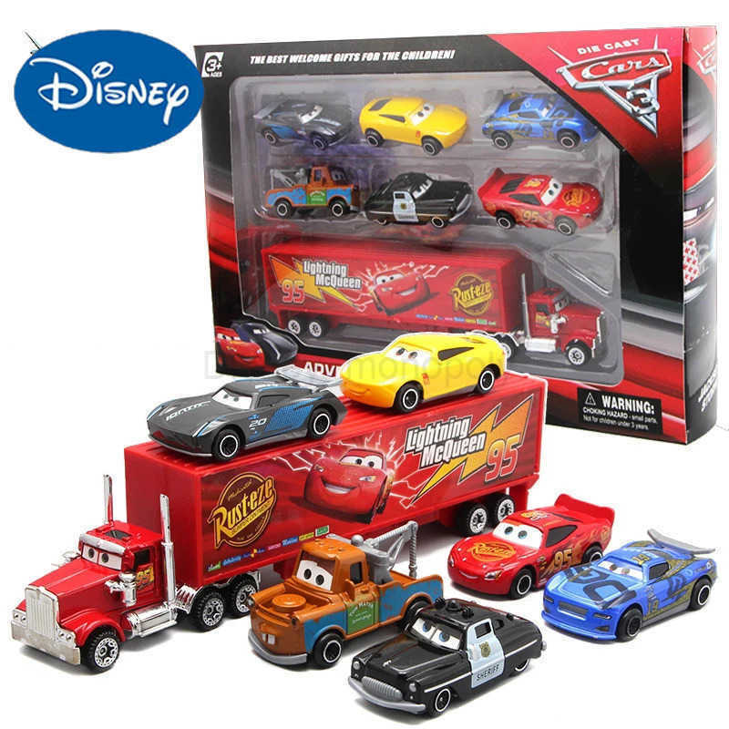 Disney 7pcs Disney Pixar Cars 3 Toy Figures Lightning McQueen Jackson 1 55 Diecast Metal Car Model Box set Car Toys Kids Christmas gift Z250504