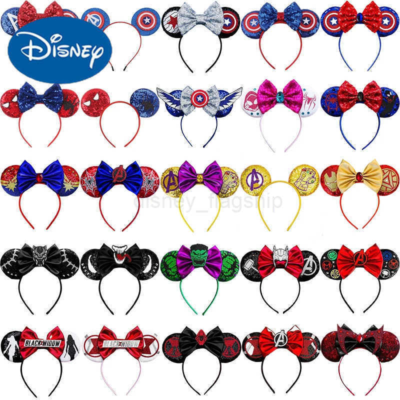 Disney Captain America Headband Girls Marvel Thor Mjolnir Spider Man Iron Man Hairband Women Avengers Ears Hair Accessories KidsXJ250504
