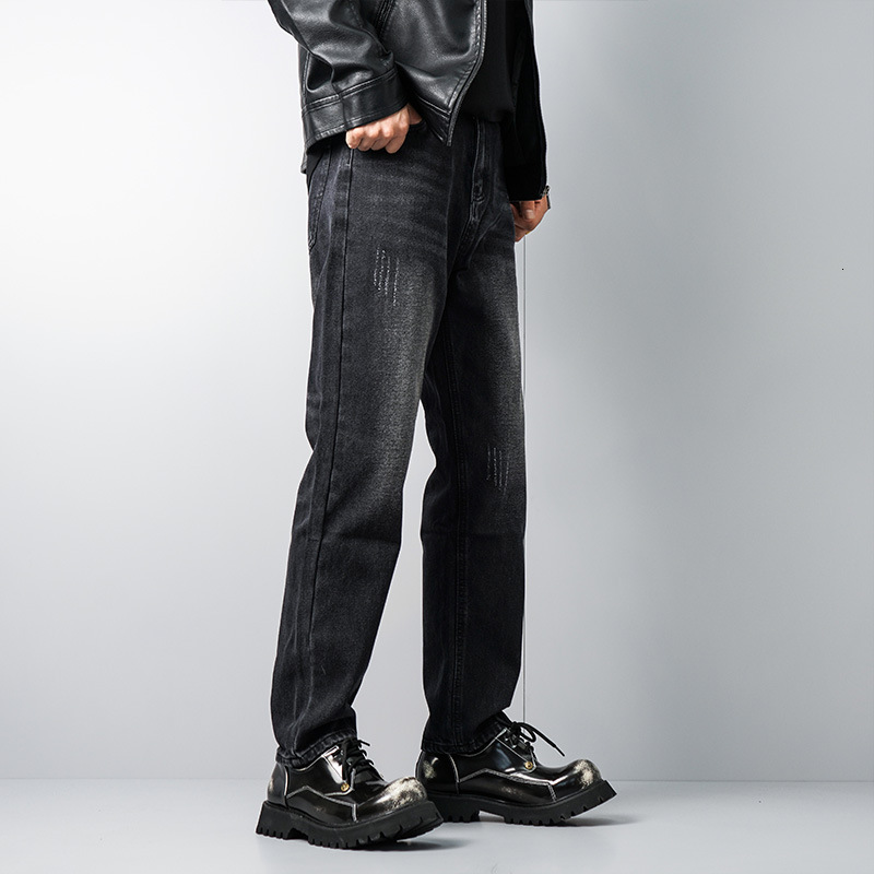 Jeans men's new product light blue casual loose wash straight leg fashionable and versatile trend slimming handsome long pants