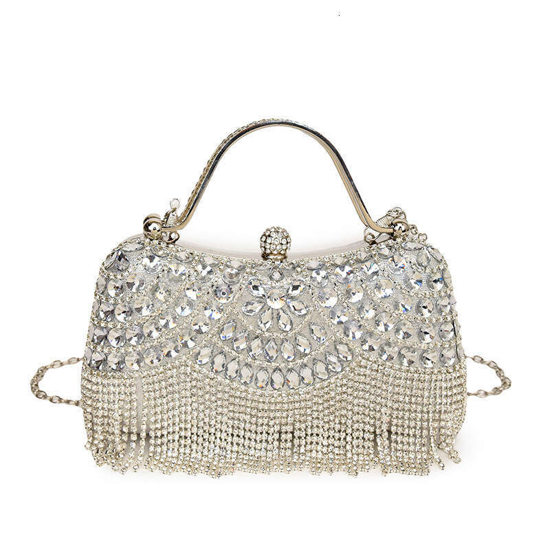 Dinner Bag New Water Set With Diamond Tassel Handheld Diagonal Cross Banquet Fashion Socialite Dress Bag KQ
