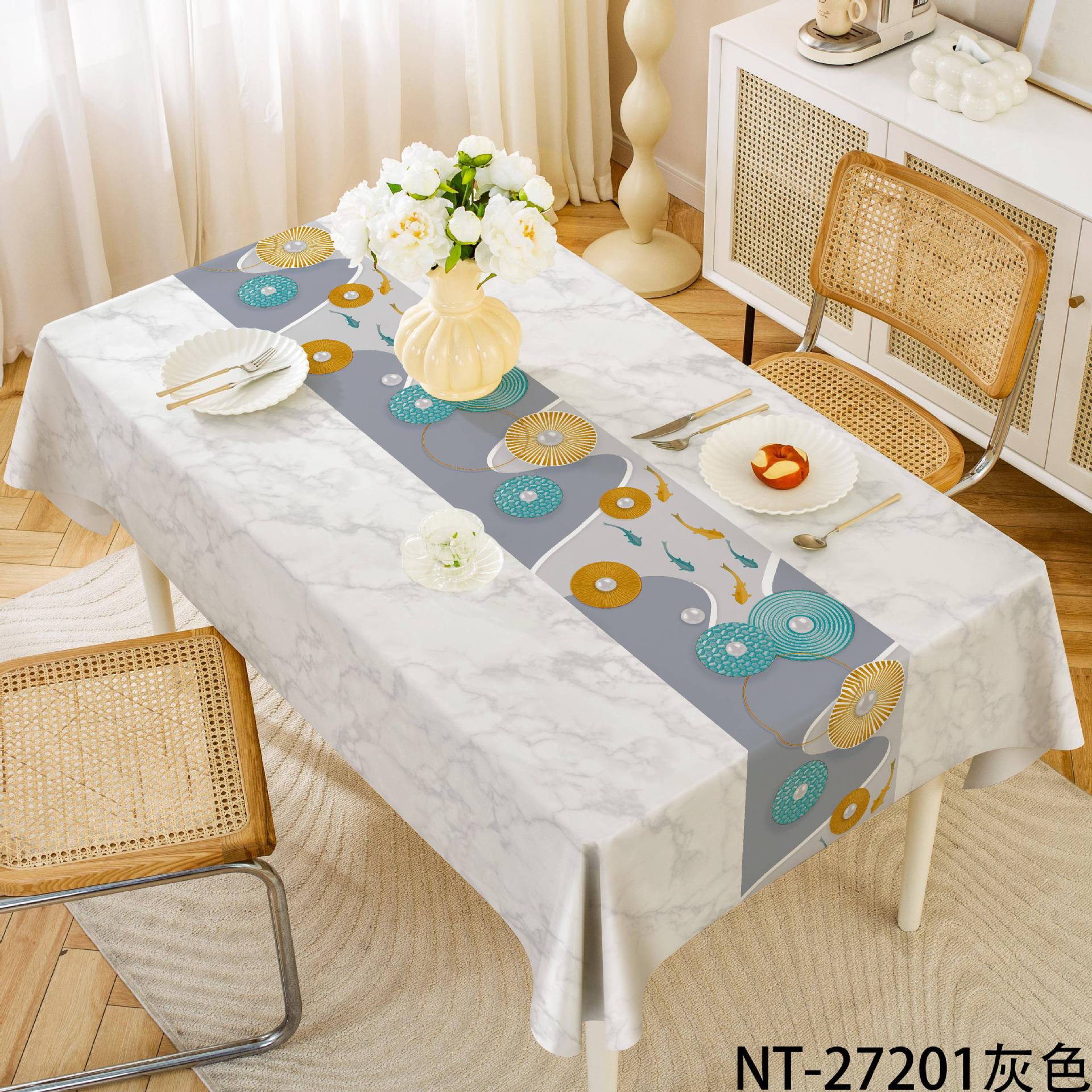 A879 light luxury high-grade tablecloth waterproof, oil-proof, scalding-proof and wash-free new pvc table mat tablecloth coffee table cloth rectangula