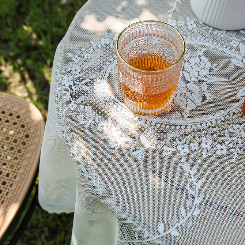T0268 lace tablecloth high-grade pastoral style outdoor tablecloth white rectangular tablecloth home tablecloth wholesale