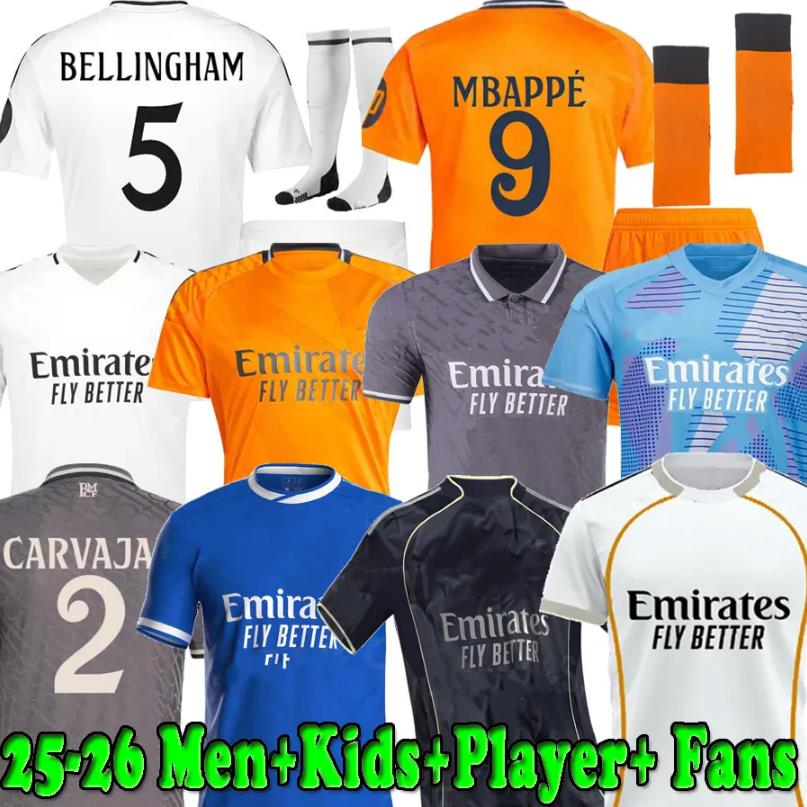 25 26 Mbappe 9 Soccer Jersey Football Shirt 2024 2025 BELLINGHAM VINI JR CAMAVINGA MODRIC RODRYGO Arda GuLer Player Version Camiseta Men Kids Kit Real