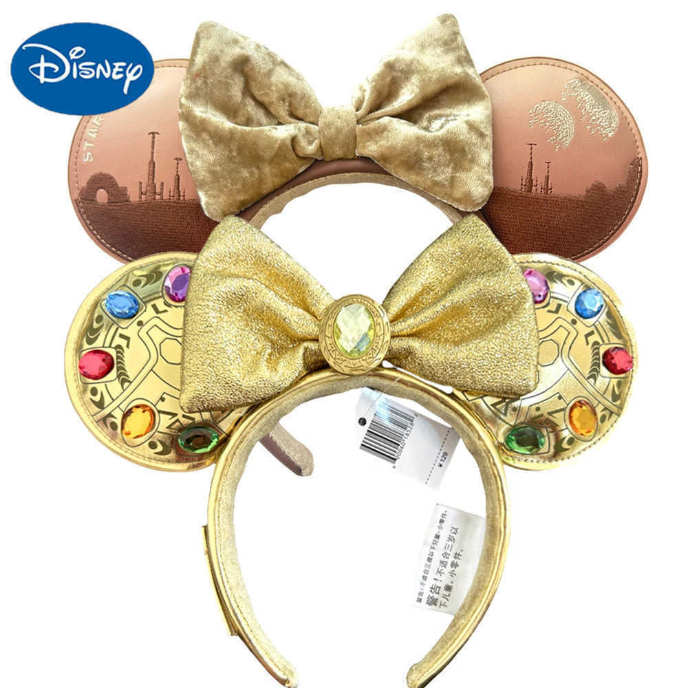 Disney 2025 Disney Minnie Mouse Ear Headband PU Leather Embroidered Hair Party Christmas Halloween Girl Role Playing CostumeXJ250504