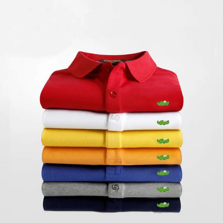 Mens Crocodile Embroidery Polo Shirt Short-Sleeve Solid Polo Shirt Slim Fit Mens Clothing Camisas Polos Shirt S-6XL