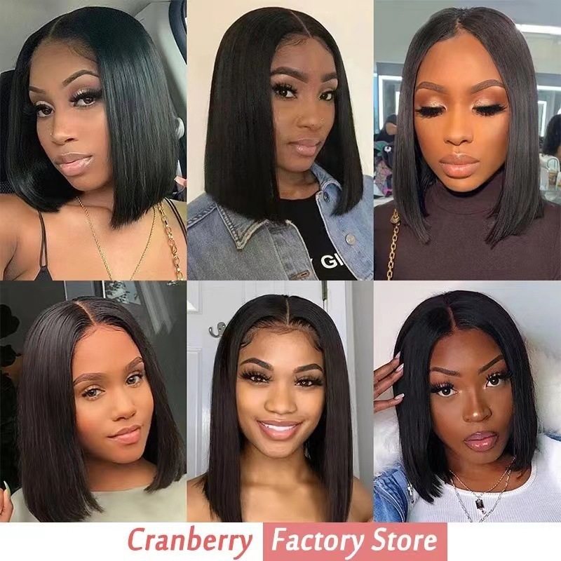 wig New with short straight hair split black bob headband front lace short straight hair