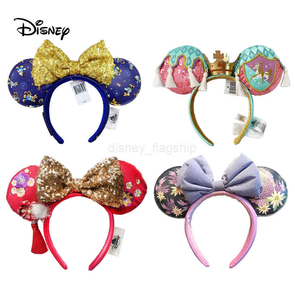 Disney Minnie Mouse Ear Headband 2023 New Lounge Ears Christmas Snowman Earbuds Adult Children Hair Accessories Role PlayXJ250504