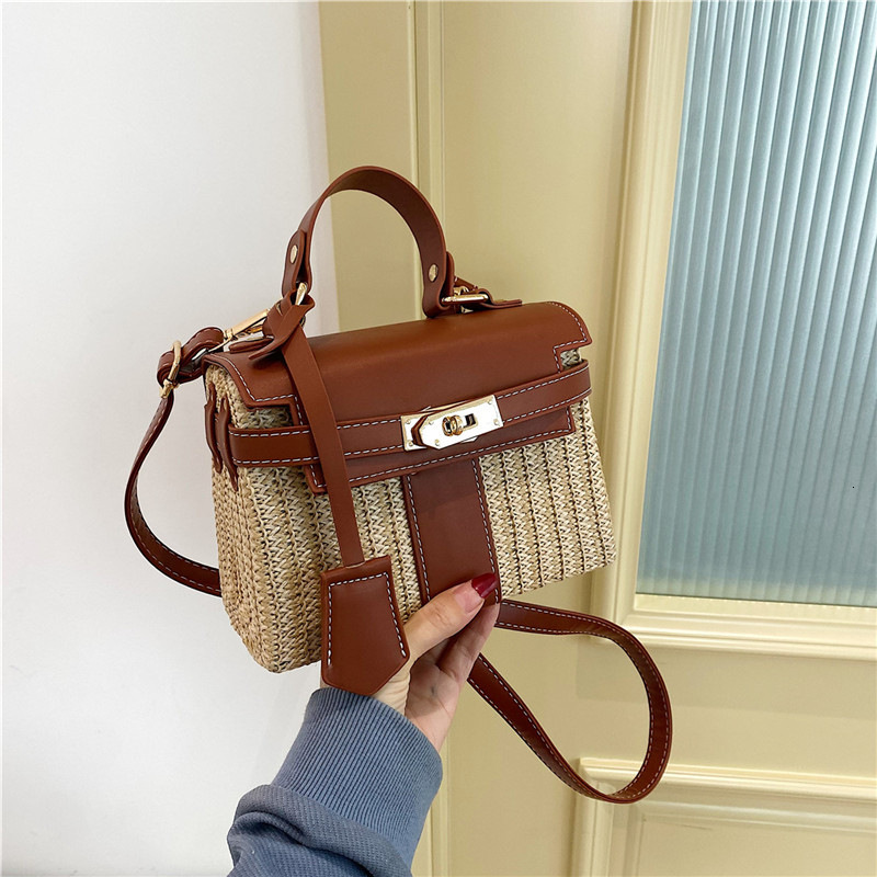Designer Ladies Bag Kelly Popular Bag Women S Fashion New Item Hand Held Grass Rattan Woven Beach Shoulder Crossbody High End Single Shoulder Mini Han