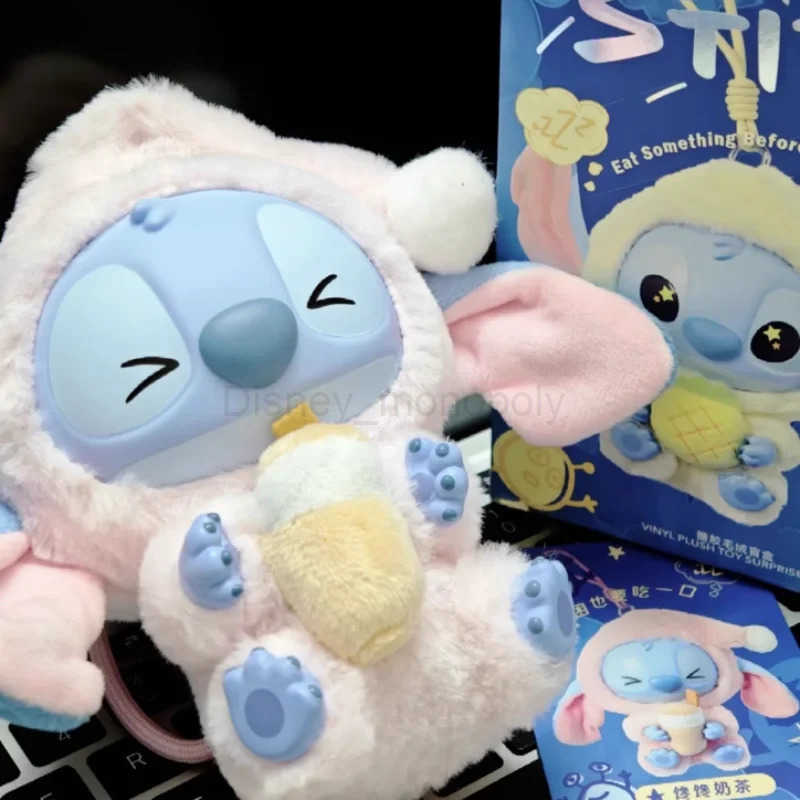 Disney In Stock Disney Stitch Eat Something Before Sleep Series Blind Box Toy Doll Anime Figure Stitch Doll Ornaments Surprise Toy Gift Z250504