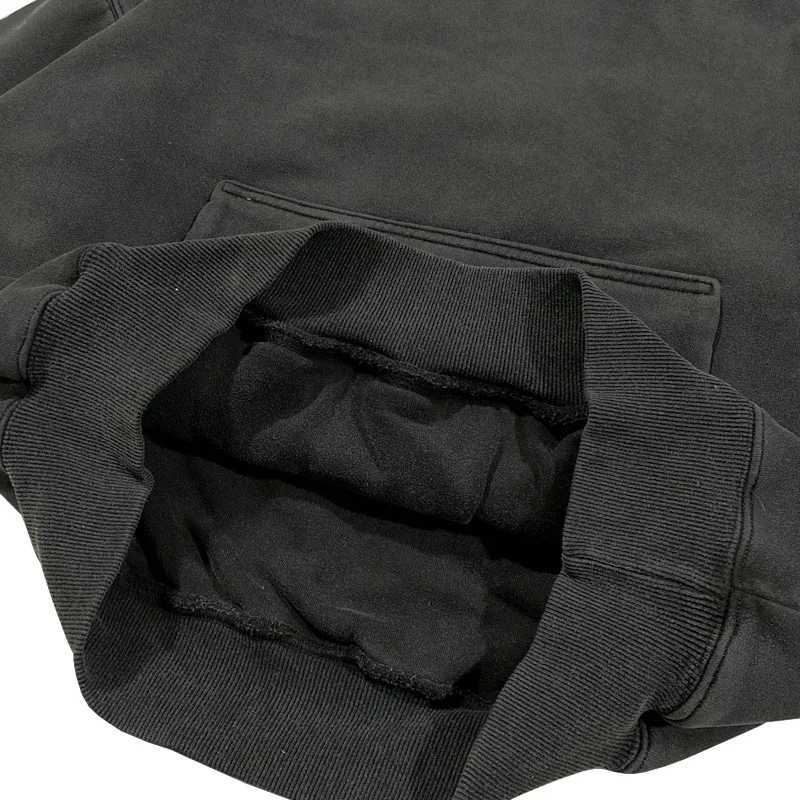 Autumn and Winter Best Quality Double Layer West Hoodie Mens Heavy duty Fabric Pulling Vintage Washed Black Super Large Hoodie X250504