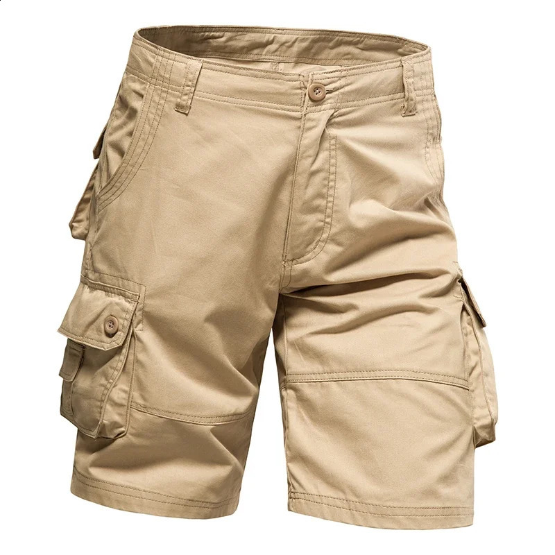 Mens Shorts Loose Large Size Multi-Pocket Overalls Summer Cotton Comfortable Nickel Pants Outdoor Casual Sports Beach Pants 250509