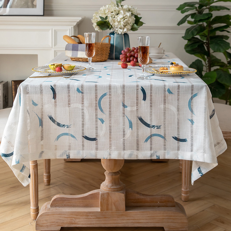 A877 cotton and linen French retro hollow cotton and linen fabric table cloth rectangular simple modern coffee table hollow decorative table cloth