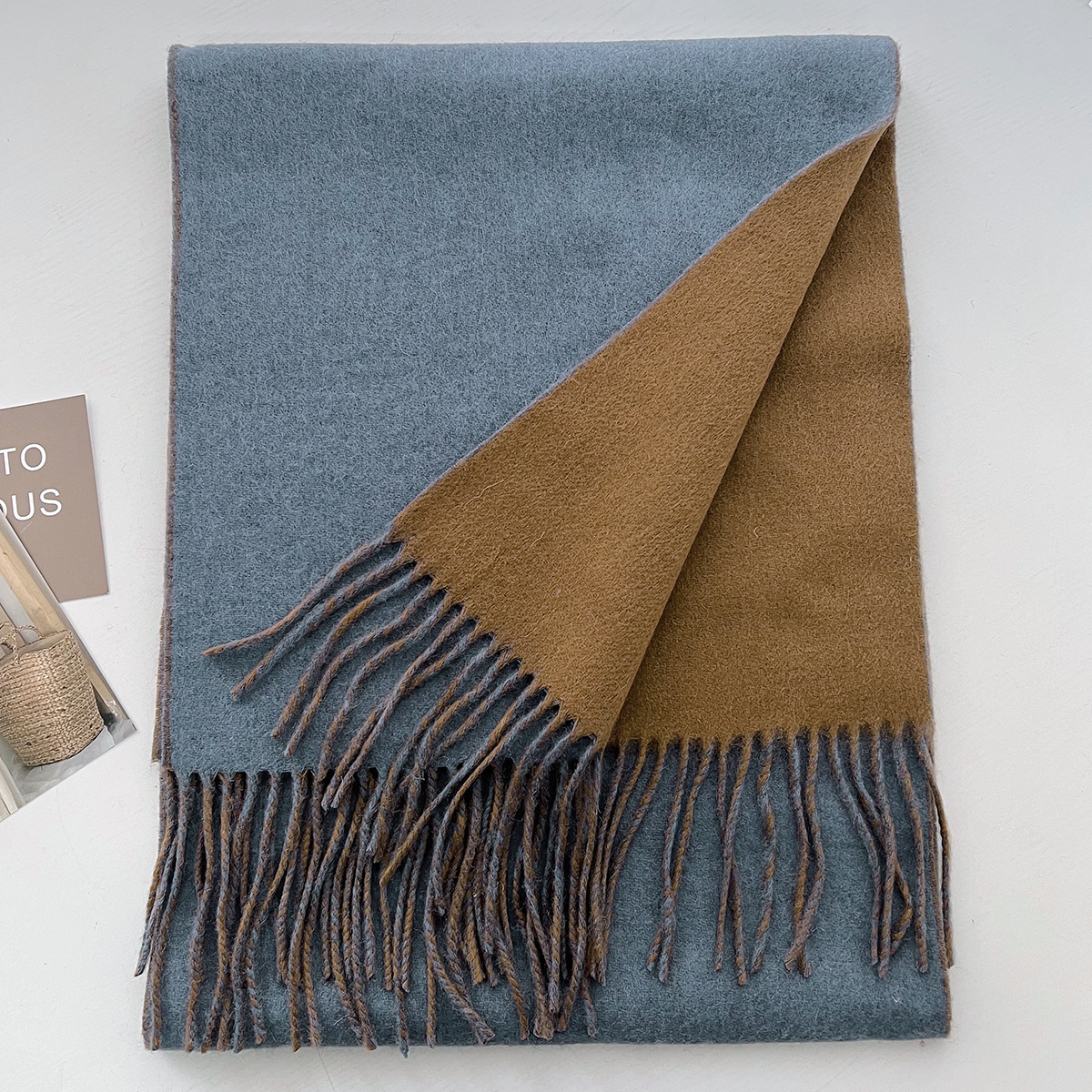K608 Temperament wool scarf women's winter versatile warm shawl dual-purpose couple birthday gift tassel neck scarf