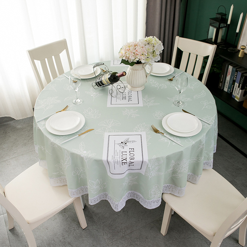 DH002 round table tablecloth household waterproof, oil-proof, scalding-proof and wash-free ins round tablecloth PVC coffee table fabric table mat whol