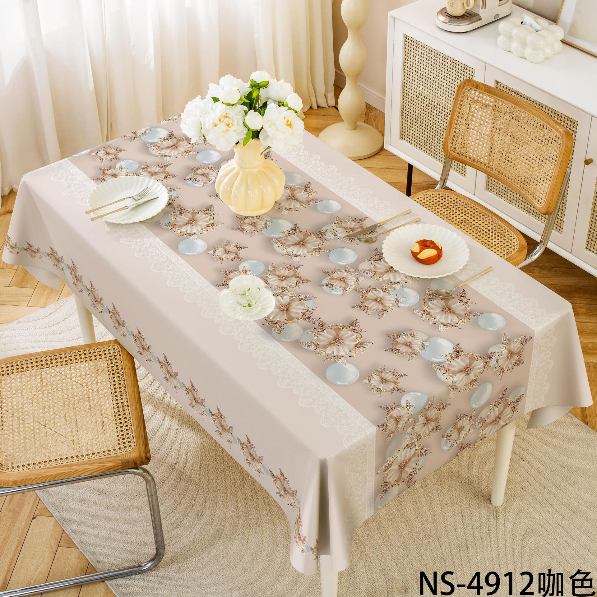 A868 Manufacturer Light Luxury ins Style Three-Dimensional Leather Tablecloth Disposable PVC Rectangular Net Red New Chinese Style Tea Table Tableclot