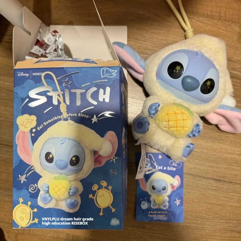 Disney Stitch Eat Something Before Sleep Series Blind Box Plush Vinyl Toys Cute Doll Replica Mystery Box Bag Pendant Decor Gift Z250504
