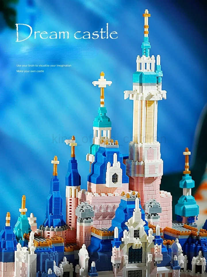 Disney 6300 pieces of lightweight large castle miniature building blocks pink series castle church diamond building toys girls adult gifts W250504