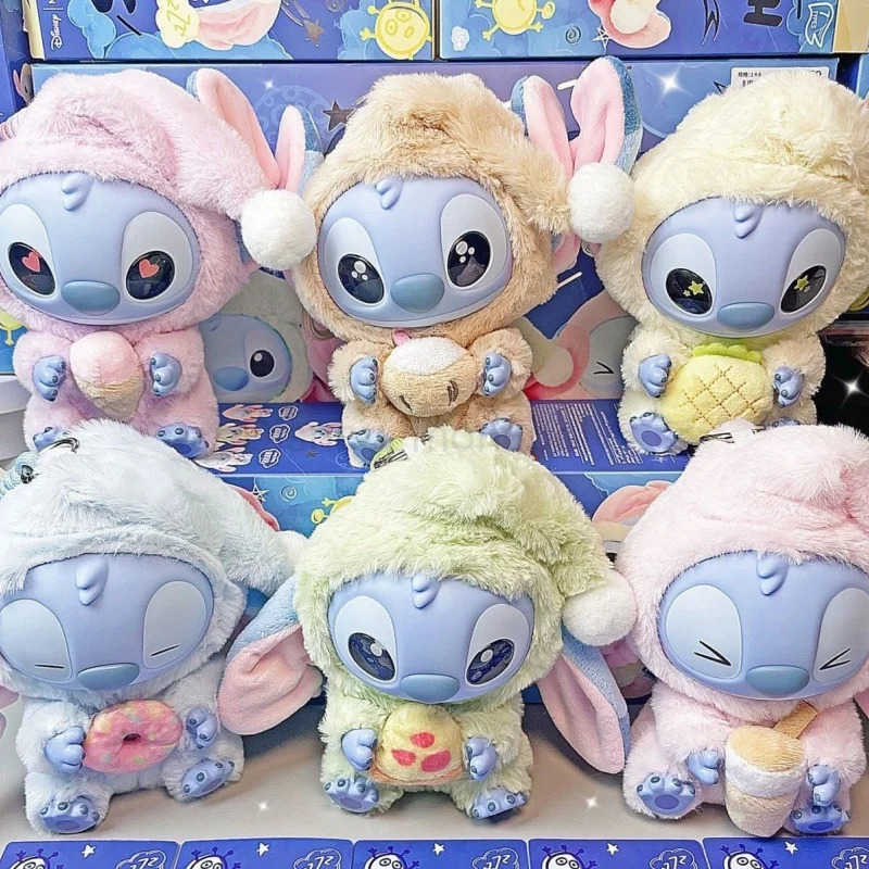Disney Original Miniso Disney Stitch Eat Some Thing Before Sleep Serie Vinyl Blind Box Bag Pendant Cute Doll Mystery Toy Birthday Gifts Z250504