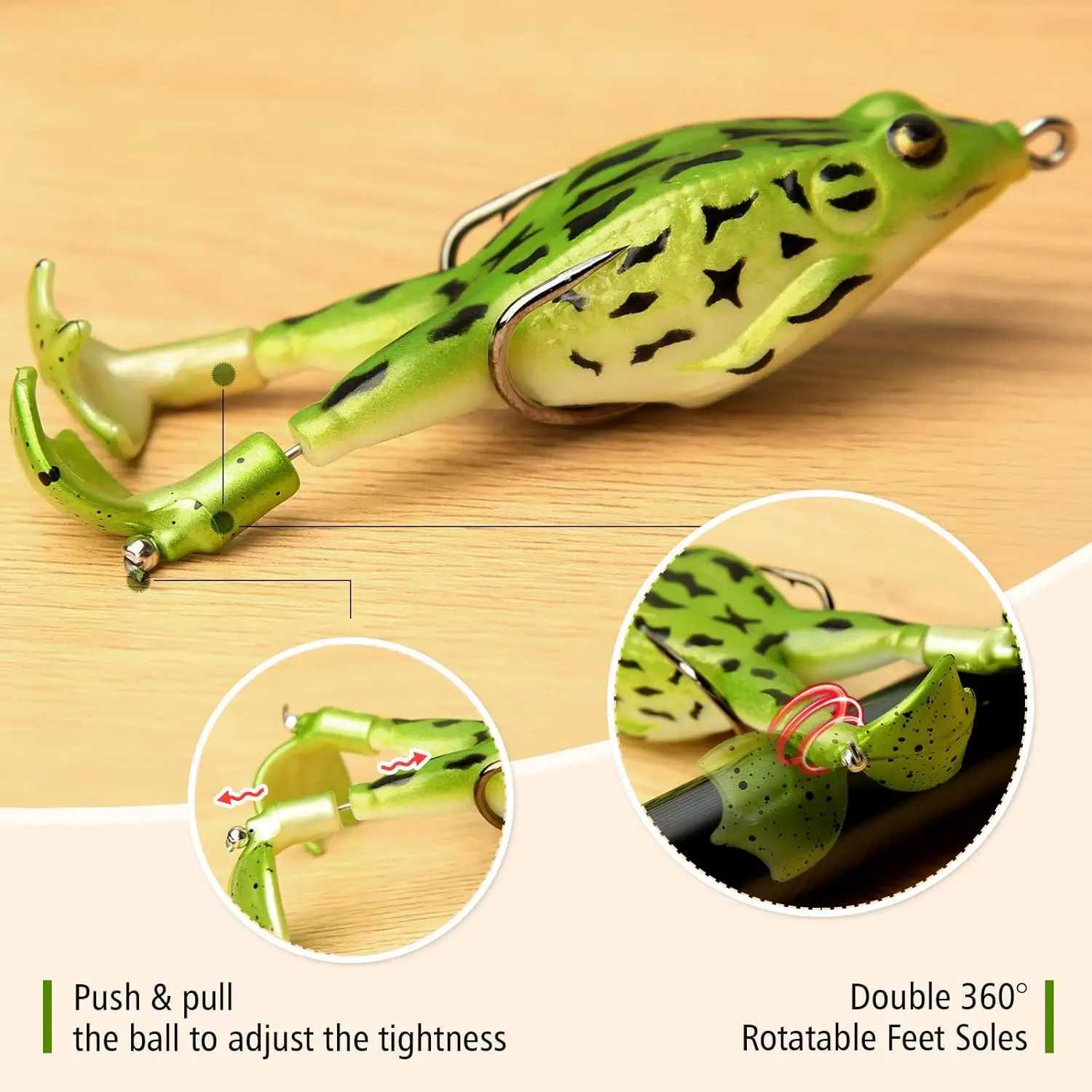 Topwater Frog Bait Bass Trout Fishing Bait Kit Real Props Frog Soft Swimming Bait Q250504