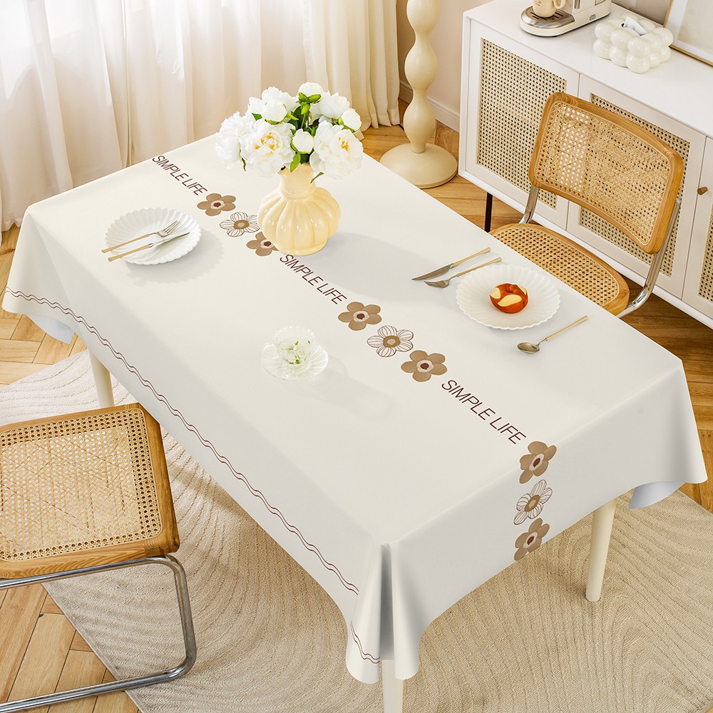 B420 small fresh simple pvc tablecloth waterproof and oil-proof wash-free high-grade ins style rectangular coffee table dining tablecloth