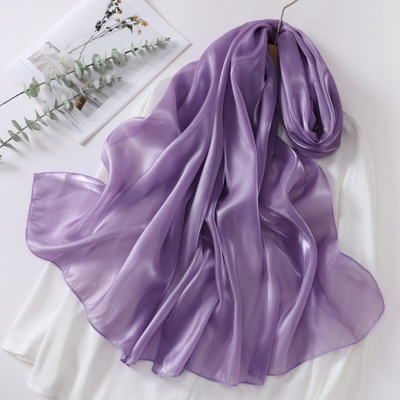 K613 Scarf for women Organza shiny silk scarf long strip high-end Southeast Asian Malaysian women black headscarf