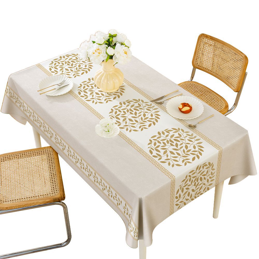 A875 cross-border pastoral style wash-free PVC tablecloth ins waterproof and oil-proof new Chinese style anti-scalding rectangular tablecloth wholesal