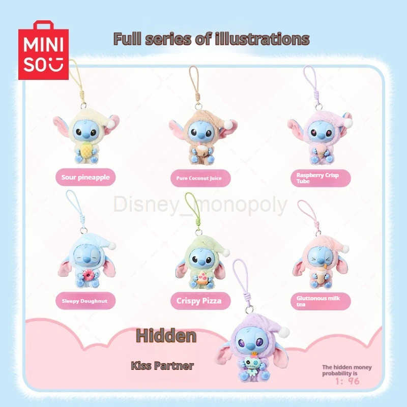 Disney Stitch Eat Something Before Sleep Series Blind Box Plush Vinyl Toys Cute Doll Replica Mystery Box Bag Pendant Decor Gift Z250504