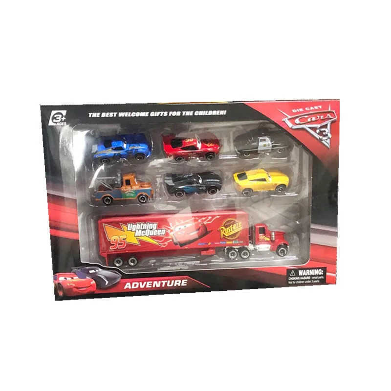 Disney 7pcs Disney Pixar Cars 3 Toy Figures Lightning McQueen Jackson 1 55 Diecast Metal Car Model Box set Car Toys Kids Christmas gift Z250504