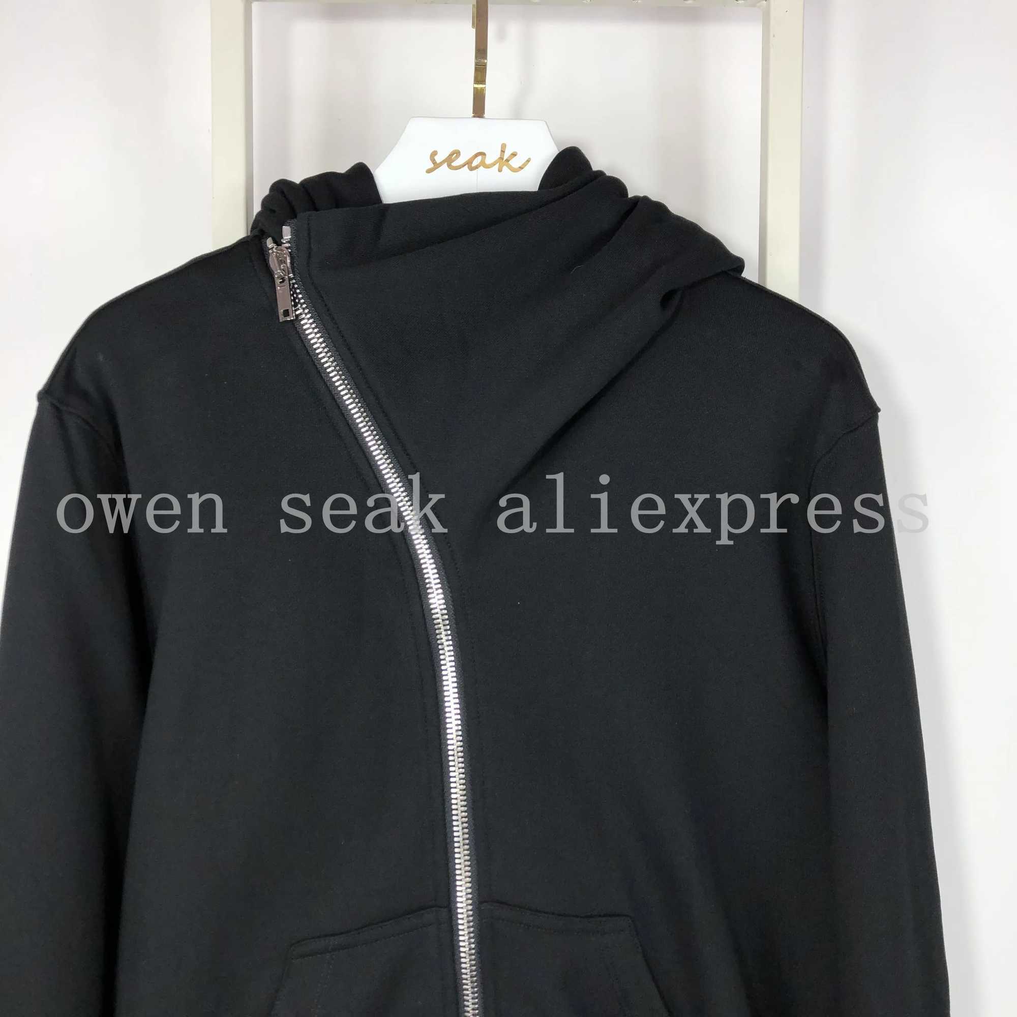 Owen Seak Men Hoodies Sweatshirts Gothic Mens Clothing Classic Autumn High Street Hip Hop Women Solid Black Zip Hoodies Jacket X250504