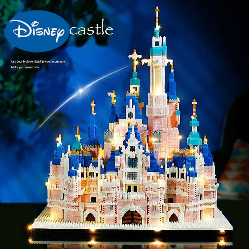 Disney 6300 pieces of lightweight large castle miniature building blocks pink series castle church diamond building toys girls adult gifts W250504