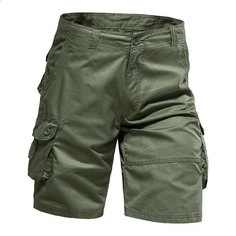 Mens Shorts Loose Large Size Multi-Pocket Overalls Summer Cotton Comfortable Nickel Pants Outdoor Casual Sports Beach Pants 250509