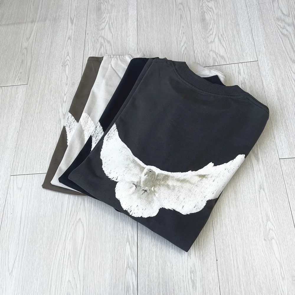 SAINT OF MICHAEL West Streetwear Best Quality Vintage YZY DOVE DONDA Loose Ovesize Pigeon Print T-shirt Tops Tee For Men X250504