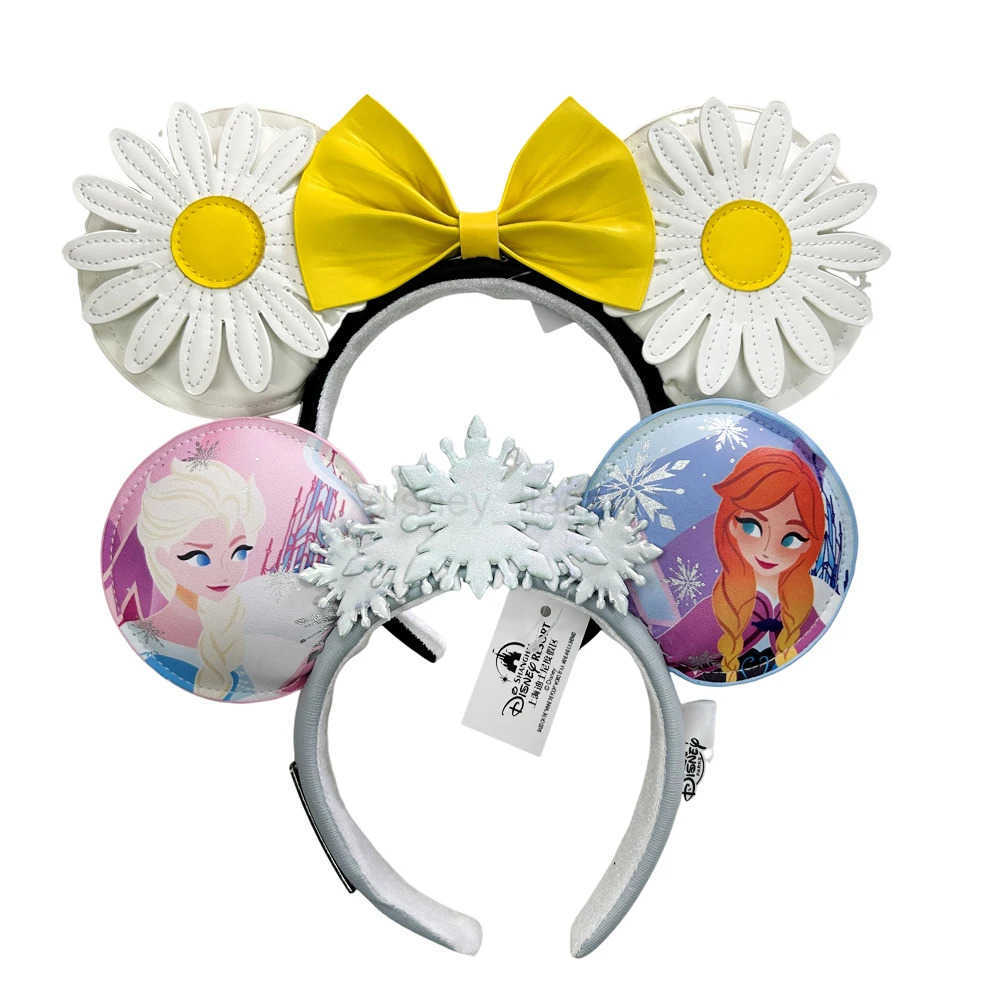 Disney 2024 Disney Mouse Ear Strap Holiday Party Frozen Bow Hair COSTUME Headband Cosplay Plush Adult/Children Headband GiftXJ250504